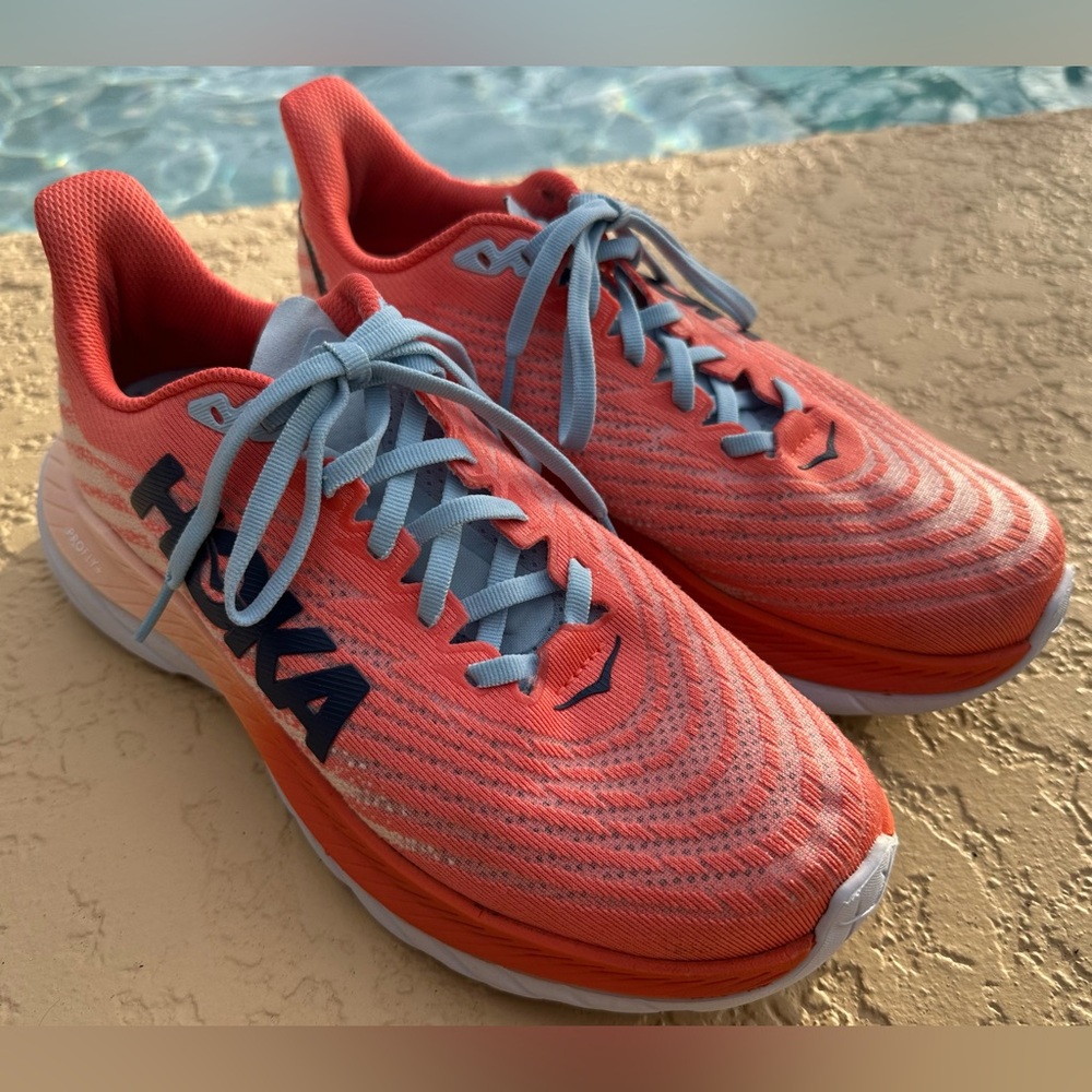 Hoka One One Mach 5 Camellia Peach Parfait Running Shoes Women’s Size 8 in VGC - Picture 4 of 16